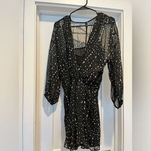 Black and White Long Sleeve Minidress